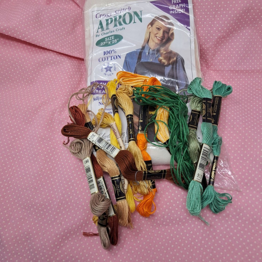 Charles Craft‎ Cross Stitch Apron Kit Sunflower Embroidery 14 Count Border